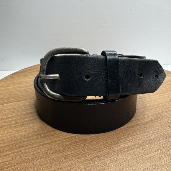 Unbranded well worn Black Leather Belt‎ Silver-Tone Buckle Casual Mens Size 40 - Picture 1 of 9